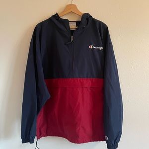 Champion 1/4 Zip Windbreaker with hood (Mens XL)